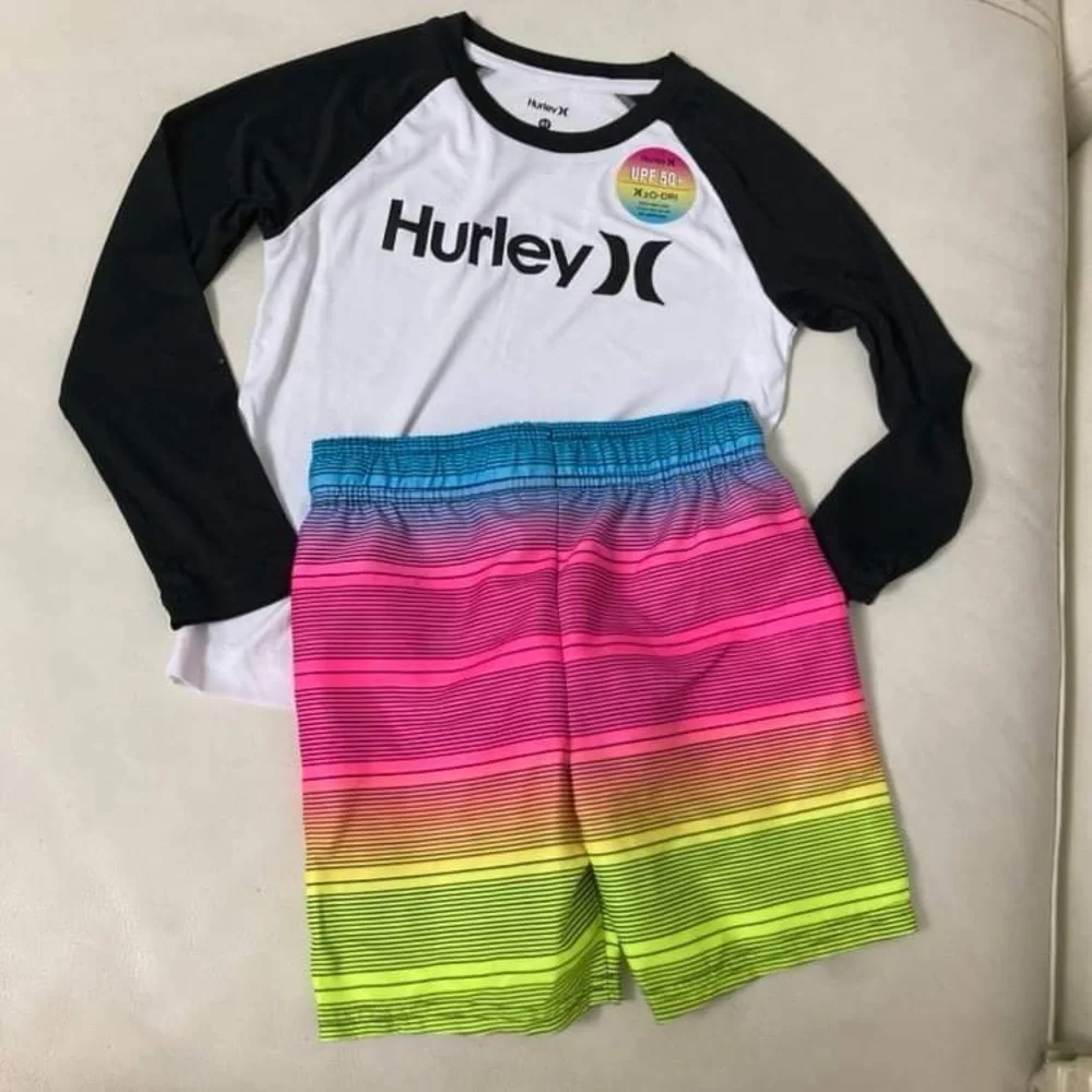 Hurley New Rainbow long sleeve active shorts performances set 8008